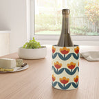 Retro 70s Floral Pattern in Mid-Century Red, Marigold, and Navy  Wine Chiller Gallery Image 4