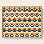 Retro 70s Floral Pattern in Mid-Century Red, Marigold, and Navy  Serving Tray Gallery Image 1