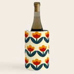 Retro 70s Floral Pattern in Mid-Century Red, Marigold, and Navy  Wine Chiller Gallery Image 1