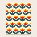 Retro 70s Floral Pattern in Mid-Century Red, Marigold, and Navy  Notebook Gallery Image 4