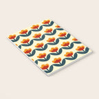 Retro 70s Floral Pattern in Mid-Century Red, Marigold, and Navy  Notebook Gallery Image 3
