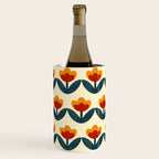 Retro 70s Floral Pattern in Mid-Century Red, Marigold, and Navy  Wine Chiller Gallery Image 2