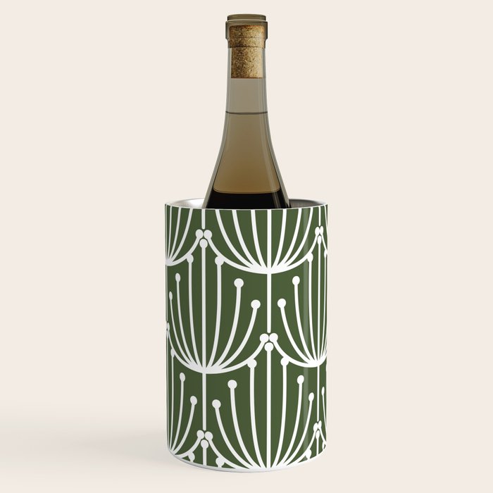 Retro Art, Floral Prints, Dark Green and White Wine Chiller Gallery Image 1