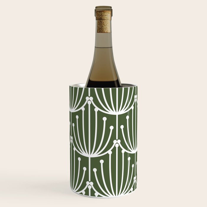 Retro Art, Floral Prints, Dark Green and White Wine Chiller Gallery Image 2