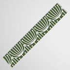 Retro Art, Floral Prints, Dark Green and White Table Runner Gallery Image 3