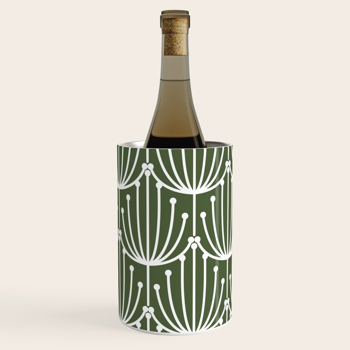 Retro Art, Floral Prints, Dark Green and White Wine Chiller Gallery Image 3
