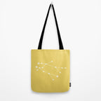 Gemini Zodiac Star Constellation Line Art Soft Yellow Tote Bag Gallery Image 2