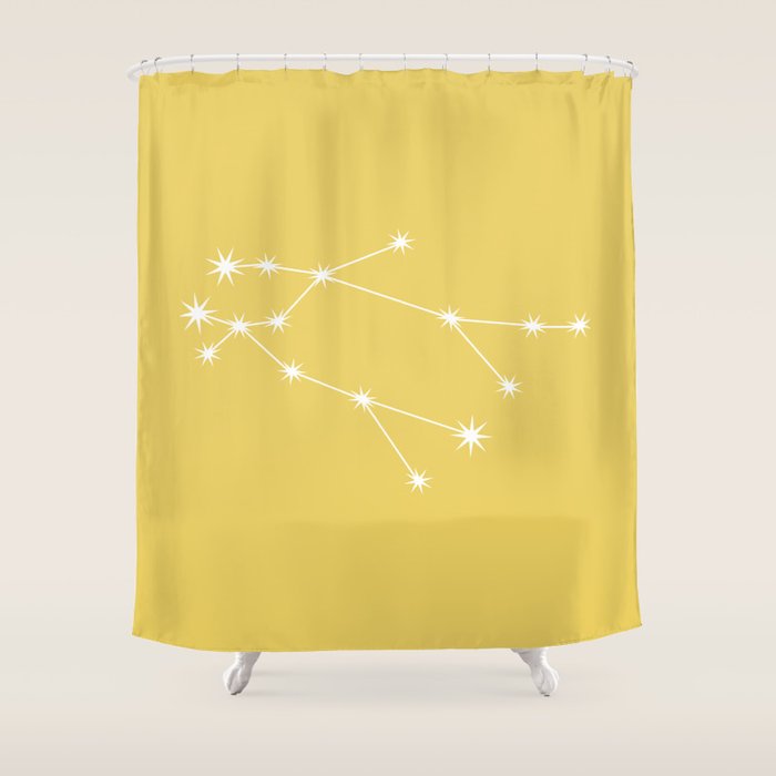Gemini Zodiac Star Constellation Line Art Soft Yellow Shower Curtain Gallery Image 1