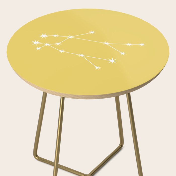 Gemini Zodiac Star Constellation Line Art Soft Yellow Side Table Gallery Image 2