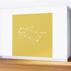 Gemini Zodiac Star Constellation Line Art Soft Yellow Wall Mural Gallery Image 2