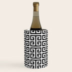 Large Black and White Greek Key Pattern Wine Chiller Gallery Image 1