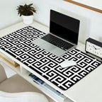 Large Black and White Greek Key Pattern Desk Mat Gallery Image 2