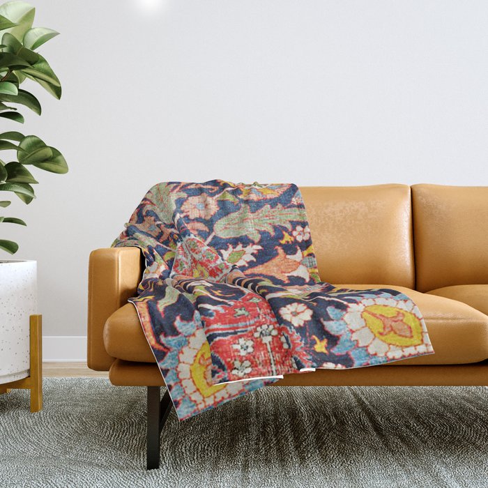 Iraqi Antique Kurdish Rug Print Throw Blanket Gallery Image 1
