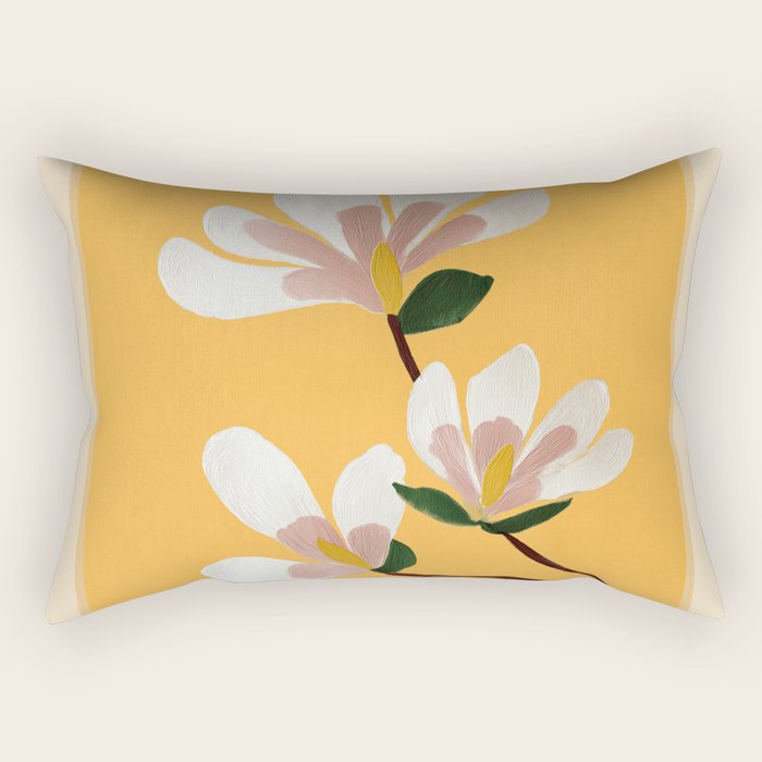 Golden Magnolia Blooms Rectangular Pillow Gallery Image 2
