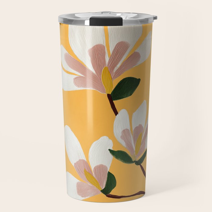 Golden Magnolia Blooms Travel Mug Gallery Image 1