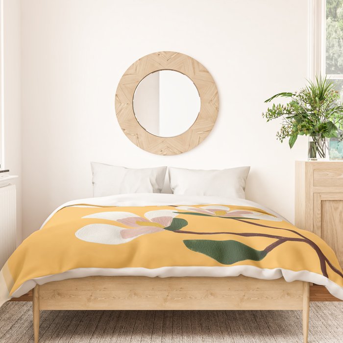Golden Magnolia Blooms Duvet Cover Gallery Image 3