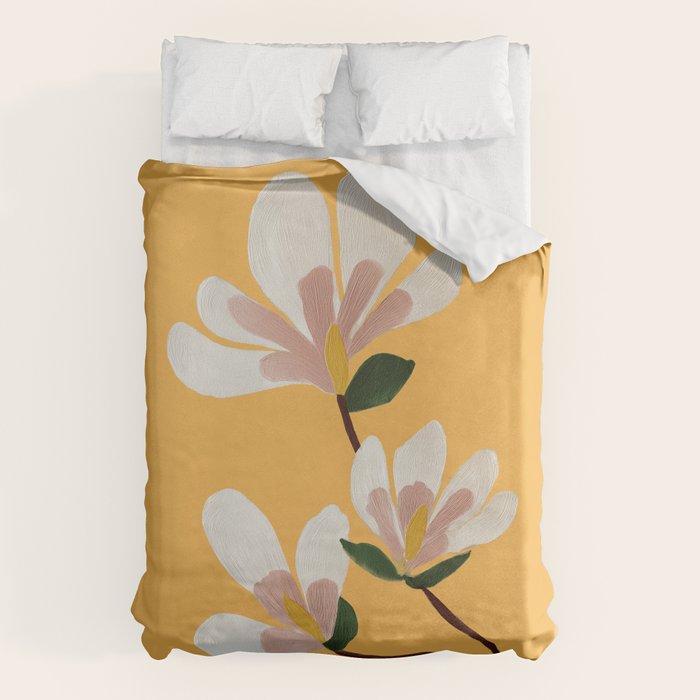 Golden Magnolia Blooms Duvet Cover Gallery Image 6
