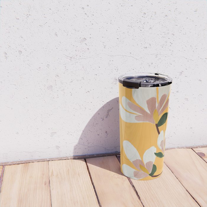Golden Magnolia Blooms Travel Mug Gallery Image 4