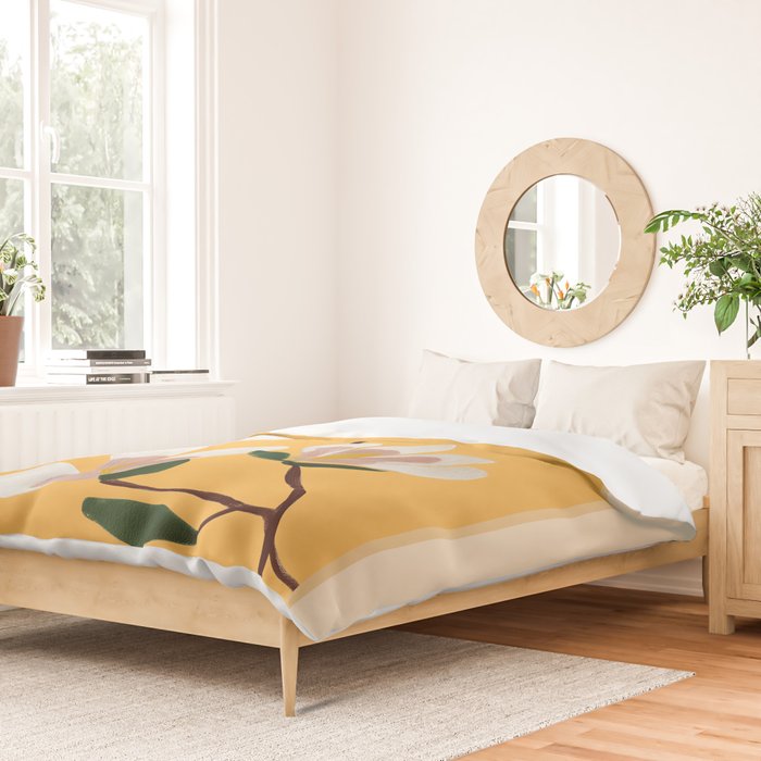 Golden Magnolia Blooms Duvet Cover Gallery Image 2