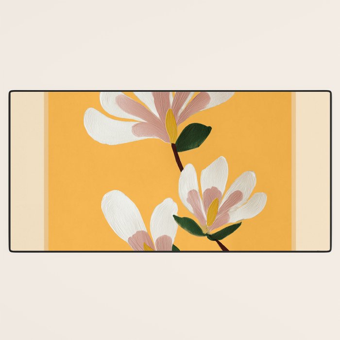 Golden Magnolia Blooms Desk Mat Gallery Image 3