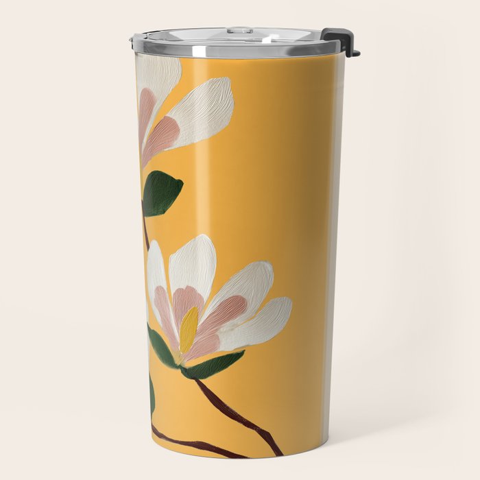 Golden Magnolia Blooms Travel Mug Gallery Image 2