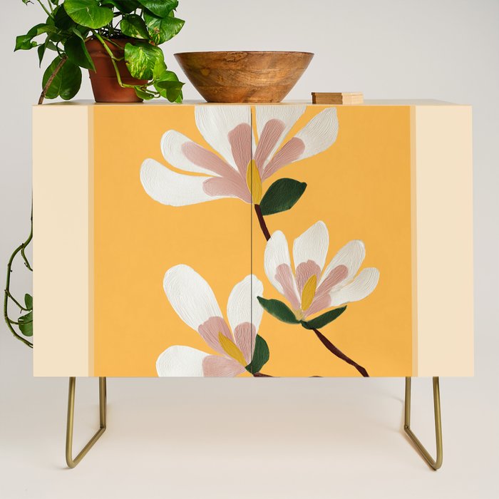Golden Magnolia Blooms Credenza Gallery Image 1