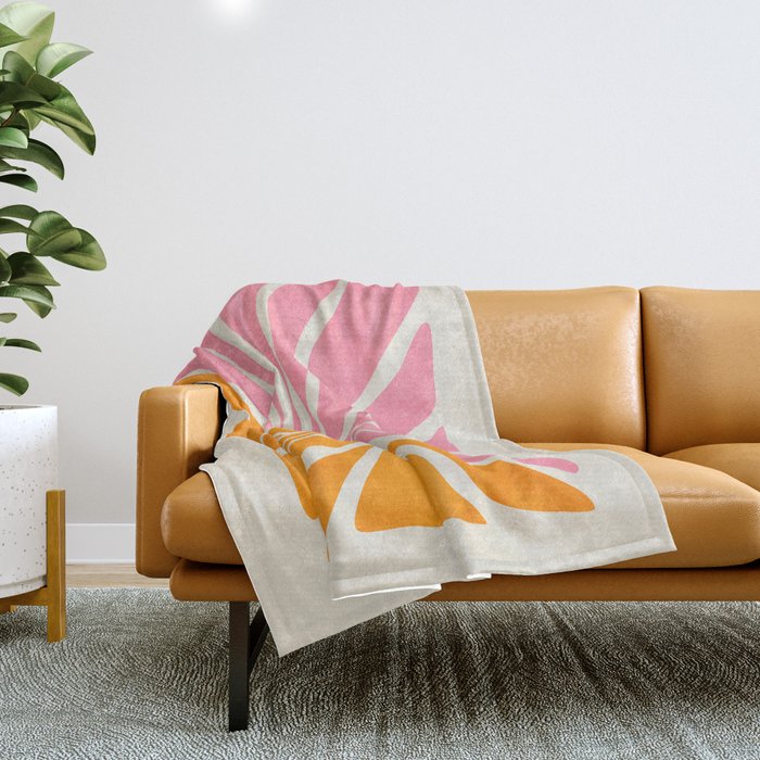Chantilly & Neon Carrot: Les Fleurs | Flower Market Color Series 09 Throw Blanket Gallery Image 1