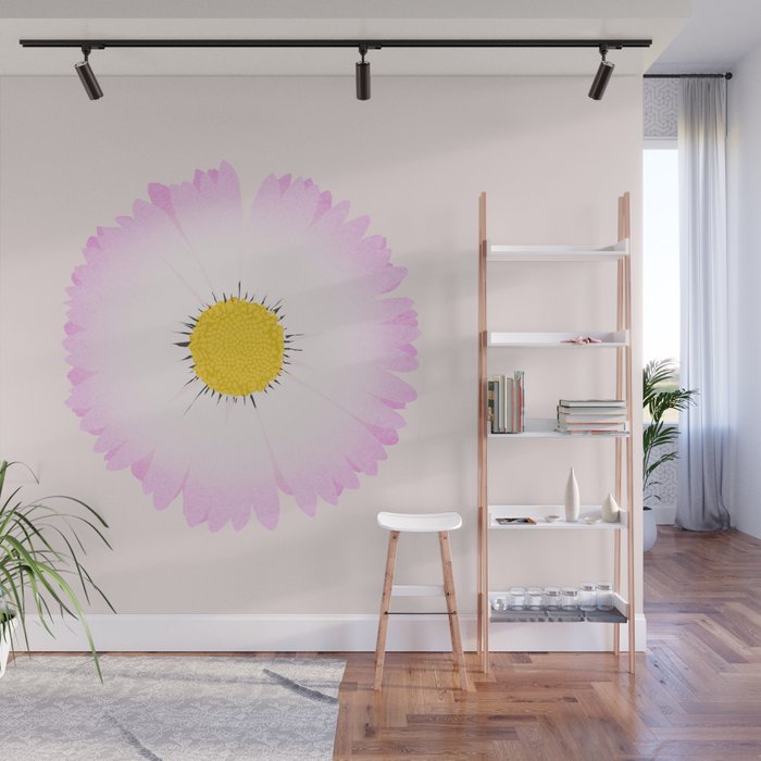 White and Pink Daisy Wall Mural Gallery Image 1