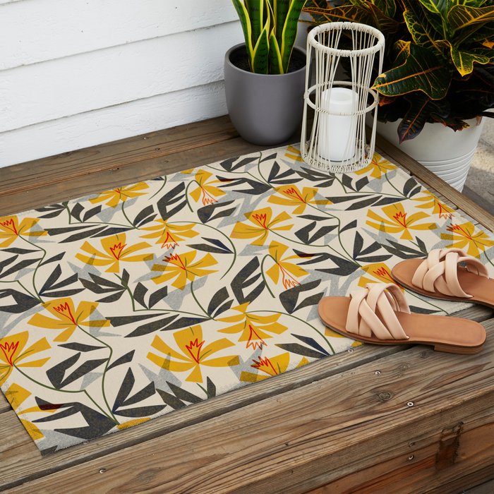 Wild Yellow Lilies Outdoor Rug Gallery Image 2