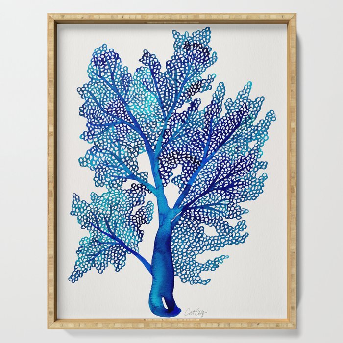 Sea Fan Coral - Blue OmbrÃ© Serving Tray Gallery Image 1