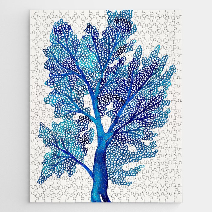 Sea Fan Coral - Blue OmbrÃ© Jigsaw Puzzle