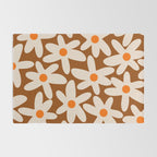 Daisy Time Retro Floral Pattern Brown Orange Beige Rug Gallery Image 2