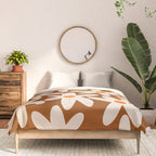 Daisy Time Retro Floral Pattern Brown Orange Beige Comforter Gallery Image 3