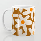 Daisy Time Retro Floral Pattern Brown Orange Beige Coffee Mug Gallery Image 3