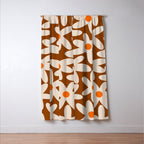 Daisy Time Retro Floral Pattern Brown Orange Beige Window Curtain Gallery Image 3