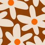 Daisy Time Retro Floral Pattern Brown Orange Beige Coffee Mug Gallery Image 2