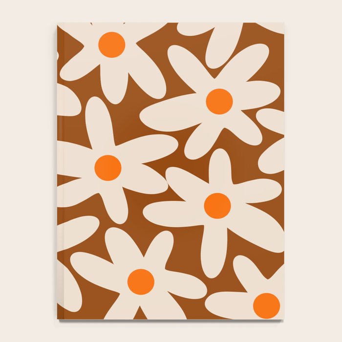 Daisy Time Retro Floral Pattern Brown Orange Beige Notebook Gallery Image 4