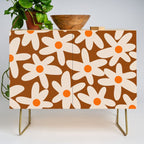 Daisy Time Retro Floral Pattern Brown Orange Beige Credenza Gallery Image 1