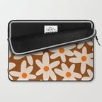 Daisy Time Retro Floral Pattern Brown Orange Beige Laptop Sleeve Gallery Image 2