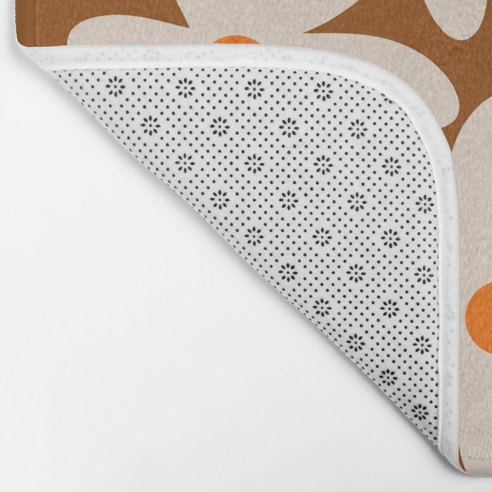 Daisy Time Retro Floral Pattern Brown Orange Beige Bath Mat Gallery Image 2