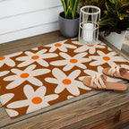 Daisy Time Retro Floral Pattern Brown Orange Beige Outdoor Rug Gallery Image 2