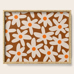 Daisy Time Retro Floral Pattern Brown Orange Beige Serving Tray Gallery Image 1