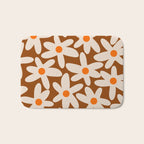 Daisy Time Retro Floral Pattern Brown Orange Beige Bath Mat Gallery Image 1