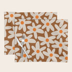Daisy Time Retro Floral Pattern Brown Orange Beige Placemat Gallery Image 1