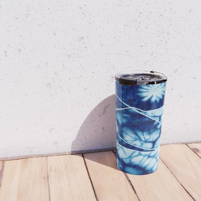 Shibori: Japanese Indigo Tie-Dye Pattern 02 Travel Mug Gallery Image 4