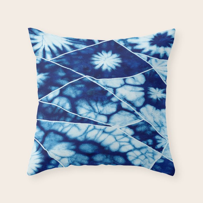 Shibori: Japanese Indigo Tie-Dye Pattern 02 Throw Pillow Gallery Image 1