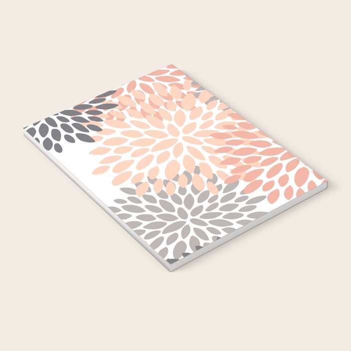 Floral Blooms, Peach and Gray Notebook Gallery Image 3