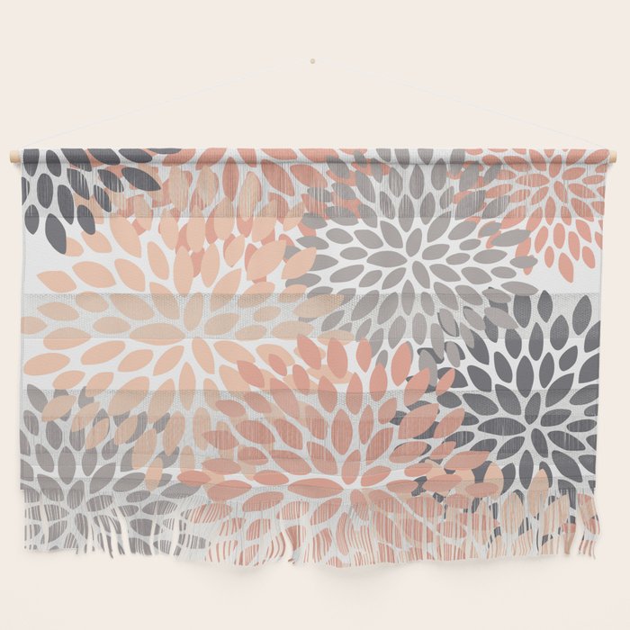 Floral Blooms, Peach and Gray Wall Hanging Gallery Image 1