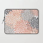 Floral Blooms, Peach and Gray Laptop Sleeve Gallery Image 1