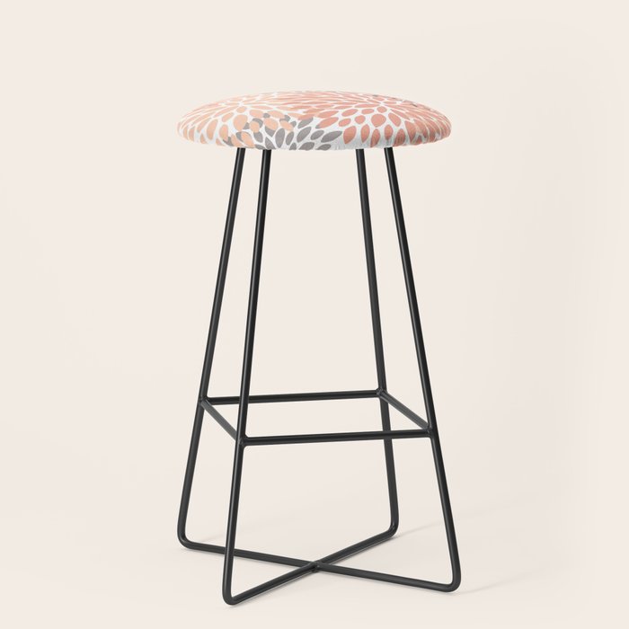Floral Blooms, Peach and Gray Stool Gallery Image 1